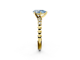 Yellow gold Fancy Blue Pear  Solitaire Bezel Accent Diamond Engagement Ring with Beaded Band and Four-Prong Setting_26