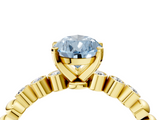 Yellow gold Fancy Blue Pear  Solitaire Bezel Accent Diamond Engagement Ring with Beaded Band and Four-Prong Setting_28