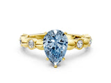 Yellow gold Fancy Blue Pear  Solitaire Bezel-Set Diamond Ring with Beaded Band and Four-Prong Setting_32