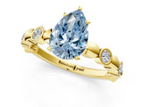 Yellow gold Fancy Blue Pear  Solitaire Bezel-Set Diamond Ring with Beaded Band and Four-Prong Setting_33