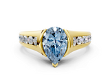 Yellow gold Fancy Blue Pear  Solitaire Bezel-Set Diamond Ring with Channel-Set Band_37