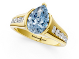 Yellow gold Fancy Blue Pear  Solitaire Bezel-Set Diamond Ring with Channel-Set Band_38