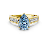 Yellow gold Fancy Blue Pear  Solitaire Channel-Set Diamond Engagement Ring with Four-Prong Setting_28
