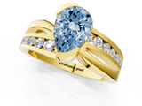 Yellow gold Fancy Blue Pear  Solitaire Channel-Set Split Shank Ring with Tension Prong Setting_4
