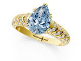 Yellow gold Fancy Blue Pear  Solitaire Chevron Pave Diamond Engagement Ring with Six-Prong Setting_4