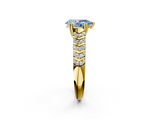Yellow gold Fancy Blue Pear  Solitaire Chevron Pave Diamond Engagement Ring with Six-Prong Setting_5