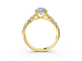 Yellow gold Fancy Blue Pear  Solitaire Chevron Pave Diamond Engagement Ring with Six-Prong Setting_6