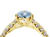 Yellow gold Fancy Blue Pear  Solitaire Chevron Pave Diamond Engagement Ring with Six-Prong Setting_7