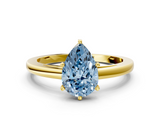 Yellow gold Fancy Blue Pear  Solitaire Diamond Engagement Ring with Four-Prong Setting on a Classic Band_3