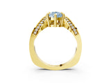 Yellow gold Fancy Blue Pear  Solitaire Diamond Engagement Ring with Pave Band and Four-Prong Setting 4