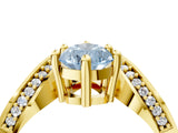 Yellow gold Fancy Blue Pear  Solitaire Diamond Engagement Ring with Pave Band and Four-Prong Setting 5