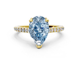 Yellow gold Fancy Blue Pear  Solitaire Diamond Engagement Ring with Pave Band and Six-Prong Setting_20