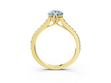 Yellow gold Fancy Blue Pear  Solitaire Diamond Engagement Ring with Pave Band and Six-Prong Setting_23