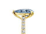Yellow gold Fancy Blue Pear  Solitaire Diamond Engagement Ring with Pave Band and Six-Prong Setting_25