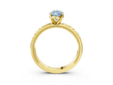 Yellow gold Fancy Blue Pear  Solitaire Diamond Engagement Ring with XO Engraved Band and Four-Prong Setting 4