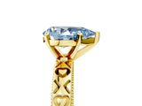 Yellow gold Fancy Blue Pear  Solitaire Diamond Engagement Ring with XO Engraved Band and Four-Prong Setting