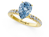 Yellow gold Fancy Blue Pear  Solitaire Diamond Pavé Band with Four-Prong Setting_29