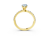 Yellow gold Fancy Blue Pear  Solitaire Diamond Pavé Band with Four-Prong Setting_31