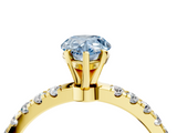 Yellow gold Fancy Blue Pear  Solitaire Diamond Pavé Band with Four-Prong Setting_32