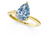 Yellow gold Fancy Blue Pear  Solitaire Diamond Ring with 4-Prong Setting on a Classic Band_4