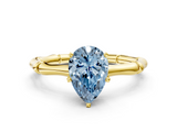 Yellow gold Fancy Blue Pear  Solitaire Diamond Ring with Bamboo Band and Four-Prong Setting_52