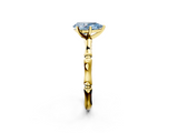 Yellow gold Fancy Blue Pear  Solitaire Diamond Ring with Bamboo Band and Four-Prong Setting_54