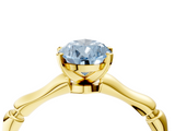 Yellow gold Fancy Blue Pear  Solitaire Diamond Ring with Bamboo Band and Four-Prong Setting_56
