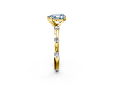 Yellow gold Fancy Blue Pear  Solitaire Diamond Ring with Bezel Set Side Stones and Prong Setting_5