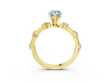 Yellow gold Fancy Blue Pear  Solitaire Diamond Ring with Bezel Set Side Stones and Prong Setting_6