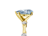Yellow gold Fancy Blue Pear  Solitaire Diamond Ring with Bezel Set Side Stones and Prong Setting_8