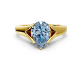 Yellow gold Fancy Blue Pear  Solitaire Diamond Ring with Cathedral Band and Four-Prong Setting_65
