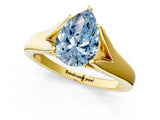 Yellow gold Fancy Blue Pear  Solitaire Diamond Ring with Cathedral Band and Four-Prong Setting_66