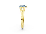 Yellow gold Fancy Blue Pear  Solitaire Diamond Ring with Cathedral Band and Four-Prong Setting_67