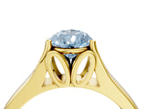 Yellow gold Fancy Blue Pear  Solitaire Diamond Ring with Cathedral Band and Four-Prong Setting_69
