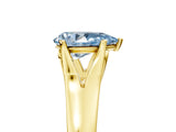 Yellow gold Fancy Blue Pear  Solitaire Diamond Ring with Cathedral Band and Four-Prong Setting_70