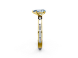 Yellow gold Fancy Blue Pear  Solitaire Diamond Ring with Channel-Set Baguette Band and Four-Prong Setting_107