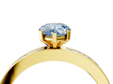 Yellow gold Fancy Blue Pear  Solitaire Diamond Ring with Channel-Set Baguette Band and Four-Prong Setting_109