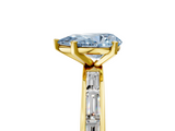 Yellow gold Fancy Blue Pear  Solitaire Diamond Ring with Channel-Set Baguette Band and Four-Prong Setting_110