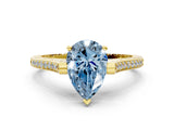 Yellow gold Fancy Blue Pear  Solitaire Diamond Ring with Channel Set Band and Bezel Prong Setting_56
