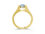 Yellow gold Fancy Blue Pear  Solitaire Diamond Ring with Channel Set Band and Bezel Prong Setting_59