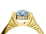 Yellow gold Fancy Blue Pear  Solitaire Diamond Ring with Channel Set Band and Bezel Prong Setting_60