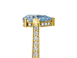 Yellow gold Fancy Blue Pear  Solitaire Diamond Ring with Channel Set Band and Bezel Prong Setting_61