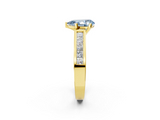 Yellow gold Fancy Blue Pear  Solitaire Diamond Ring with Channel-Set Band and Four-Prong Setting_5