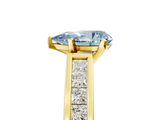 Yellow gold Fancy Blue Pear  Solitaire Diamond Ring with Channel-Set Band and Four-Prong Setting_8