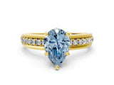 Yellow gold Fancy Blue Pear  Solitaire Diamond Ring with Channel Set Band and Six-Prong Setting_47