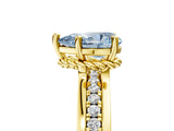Yellow gold Fancy Blue Pear  Solitaire Diamond Ring with Channel Set Band and Six-Prong Setting_52