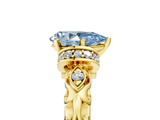 Yellow gold Fancy Blue Pear  Solitaire Diamond Ring with Filigree Band and Four-Prong Setting_64