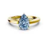 Yellow gold Fancy Blue Pear  Solitaire Diamond Ring with Four-Prong Setting and Classic Band_3