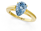 Yellow gold Fancy Blue Pear  Solitaire Diamond Ring with Four-Prong Setting and Classic Band_4