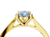 Yellow gold Fancy Blue Pear  Solitaire Diamond Ring with Four-Prong Setting and Tapered Band 5